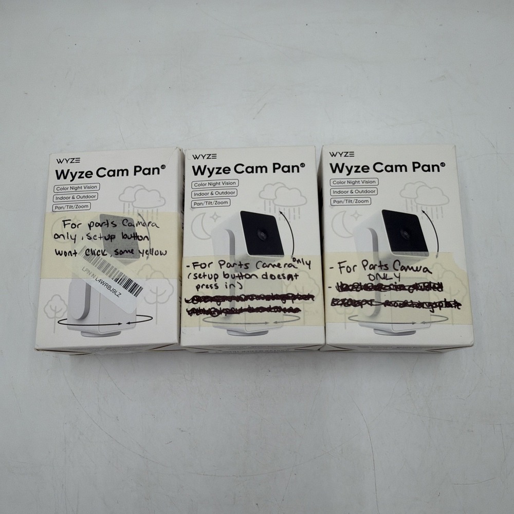Lot Of 3 Wyze Cam Pan Indoor Outdoor Camera White WYZECPAN3 For Parts
